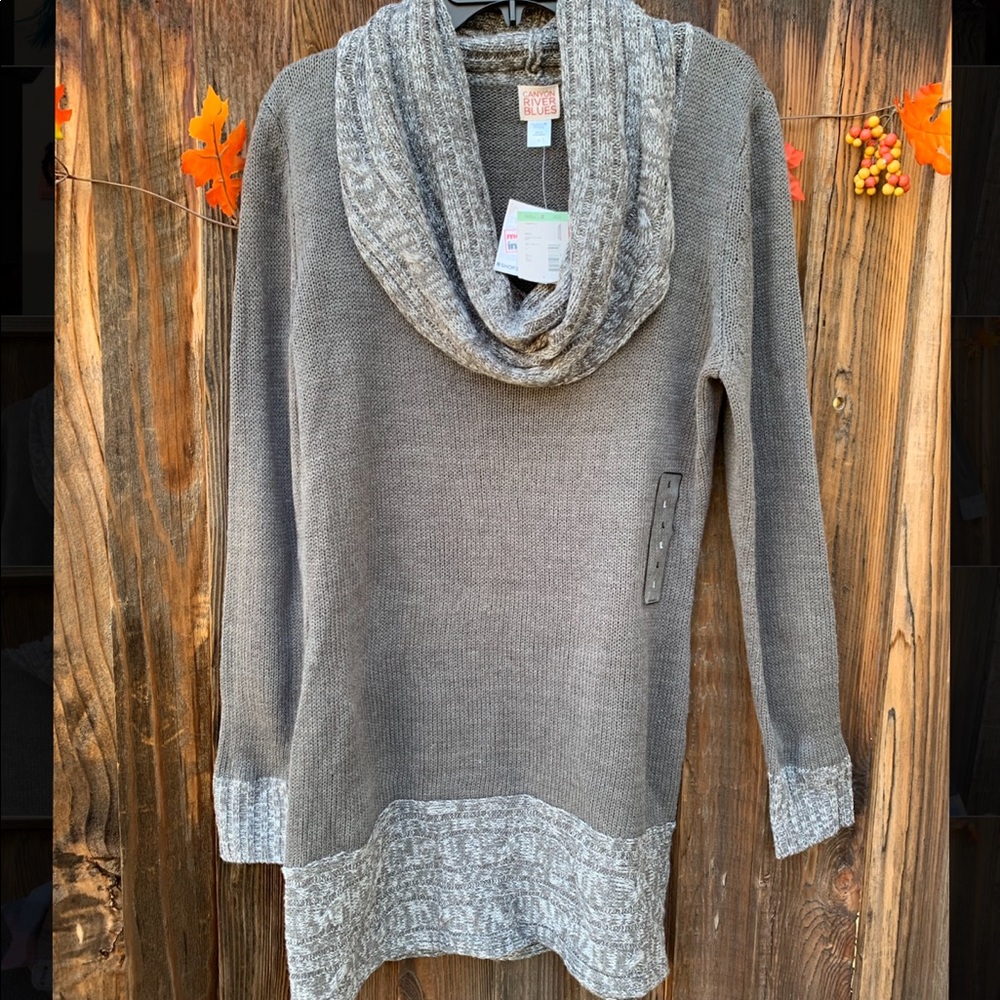 Canyon River Blues mix textures cowl neck sweater